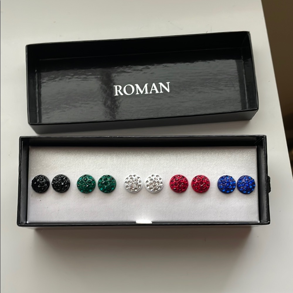 Roman Multicolor Stud Earring Set